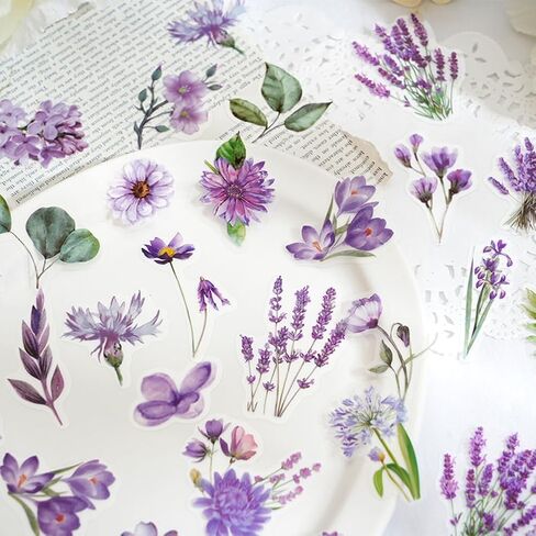 100 Pcs Natural Flower Stickers for Scrapbooking Junk Journal Notebook Planner Card Making Collage Envelope Water Bottle Phone Case Craft, Rose, Daisy, Lavender, Sunflower, Wildflower Stickers in Saudi Arabia