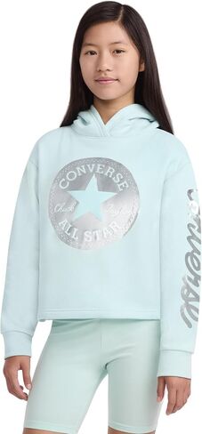 Converse Girl's Cropped Foil Hoodie (Big Kids) Light Dew LG (12-14 Big Kid) in Saudi Arabia