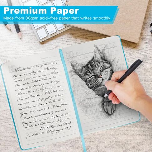 Azureal Journal for Women Men ، محفوظات المجلات المبطنة A5 5.7x 8.3 in ، Hardcover Leather Journal Diary 160 Pages ، Journals for Write ، Travel ، Business ، Home & School (Black) in Kuwait