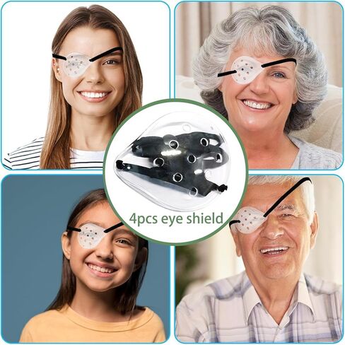 Eye Shield after Cataract Surgery,Transparent Ventilated Cataract Eye Shield For Sleeping,Plastic Eye Patch with Elastic Strap for Surgery Eye Protective(Clear -2pcs) in Kuwait