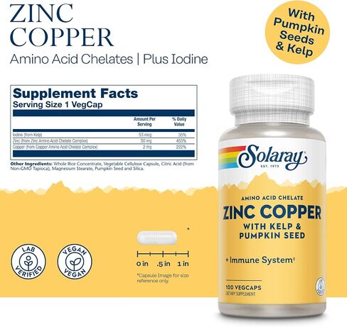 Solaray Zinc + Copper Amino Acid Chelate Vcapsules ، 100 Count in Saudi Arabia