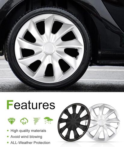 Scitoo 4-pack Premium 16 int Hubcaps مجموعة حافة العجلات على غرار OEM سهلة على Car Truck Suv Hub Cap بديل لـ Ford ، لـ Dodge ، Honda ، for Mazda ، for Kia ، for Hyundai ، for Mitsubishi ، etc. in Saudi Arabia