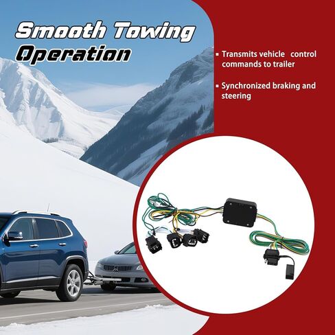 4-Pin Trailer Wiring Harness Compatible with 2019–2024 Toyota RAV4 & 2021–2024 RAV4 Prime, Custom-Fit T-Connector 4-Way Flat Trailer Light Plug, Trailer Hitch Wiring Replace 56434 in Kuwait