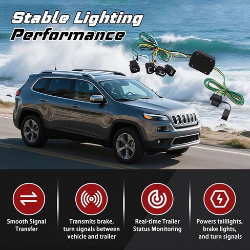 4-Pin Trailer Wiring Harness Compatible with 2019–2024 Toyota RAV4 & 2021–2024 RAV4 Prime, Custom-Fit T-Connector 4-Way Flat Trailer Light Plug, Trailer Hitch Wiring Replace 56434 in Kuwait