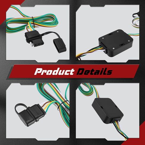 4-Pin Trailer Wiring Harness Compatible with 2019–2024 Toyota RAV4 & 2021–2024 RAV4 Prime, Custom-Fit T-Connector 4-Way Flat Trailer Light Plug, Trailer Hitch Wiring Replace 56434 in Kuwait