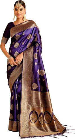 Elina Fashion Sarees for Women Banarasi Art Silk L Indian Rakhi Wedding Diwali Gift Sari مع بلوزة غير متزايدة in Saudi Arabia