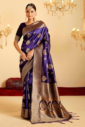 Elina Fashion Sarees for Women Banarasi Art Silk L Indian Rakhi Wedding Diwali Gift Sari مع بلوزة غير متزايدة in Saudi Arabia