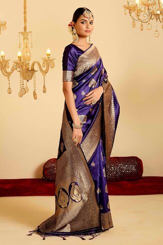 Elina Fashion Sarees for Women Banarasi Art Silk L Indian Rakhi Wedding Diwali Gift Sari مع بلوزة غير متزايدة in Saudi Arabia