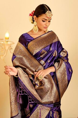 Elina Fashion Sarees for Women Banarasi Art Silk L Indian Rakhi Wedding Diwali Gift Sari مع بلوزة غير متزايدة in Saudi Arabia