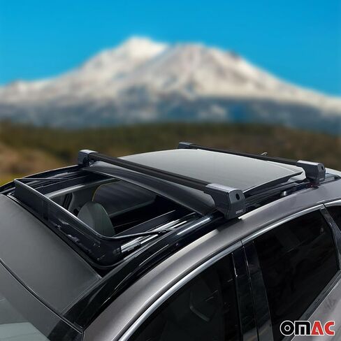 Omac Roof Rack Cross Bars Carrier Luggage Carrier لـ Kia Sportage 2005-2010 Black 2 PCS مضاد للسرقة للسفر قوارب الزوارق التزلج على الجليد التزلج على الجليد in Saudi Arabia