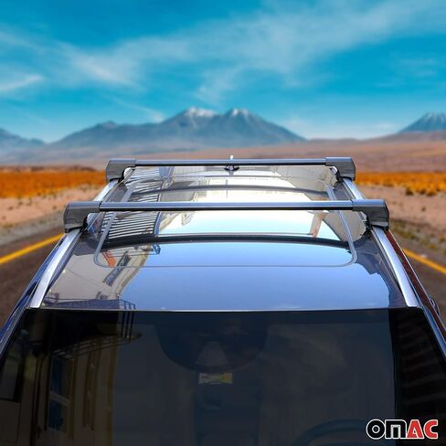 Omac Roof Rack Cross Bars Carrier Luggage Carrier لـ Kia Sportage 2005-2010 Black 2 PCS مضاد للسرقة للسفر قوارب الزوارق التزلج على الجليد التزلج على الجليد in Saudi Arabia