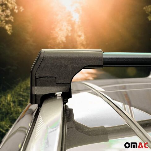Omac Roof Rack Cross Bars Carrier Luggage Carrier لـ Kia Sportage 2005-2010 Black 2 PCS مضاد للسرقة للسفر قوارب الزوارق التزلج على الجليد التزلج على الجليد in Saudi Arabia