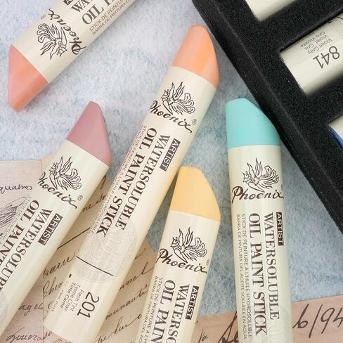 PHOENIX Professional Oil Paint Stick Water Soluable - Set of 24 Colors 37ml Large Soft Oil Pastels, Art Gift Pack Travel Set for Artists in Saudi Arabia