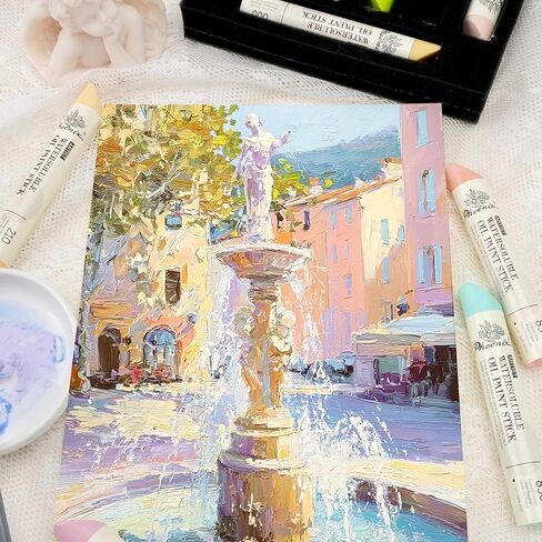 PHOENIX Professional Oil Paint Stick Water Soluable - Set of 24 Colors 37ml Large Soft Oil Pastels, Art Gift Pack Travel Set for Artists in Saudi Arabia
