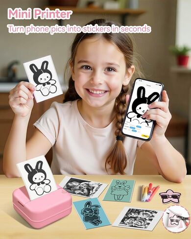 Mini Thermal Printer with 14 Rolls Sticky Papers, Wireless Bluetooth Photo Printer, Portable Label Maker Machine with Tape, Small Compact Picture Maker for Student Kid, Purple in Saudi Arabia