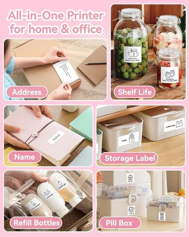 Mini Thermal Printer with 14 Rolls Sticky Papers, Wireless Bluetooth Photo Printer, Portable Label Maker Machine with Tape, Small Compact Picture Maker for Student Kid, Purple in Saudi Arabia