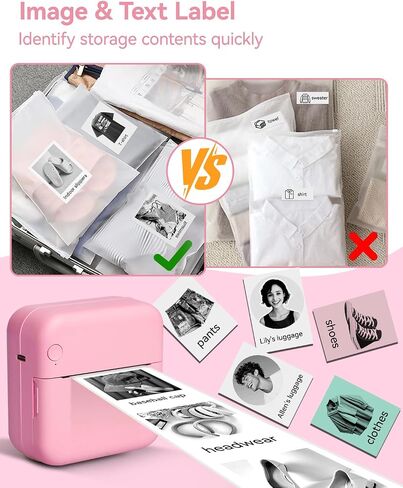 Mini Thermal Printer with 14 Rolls Sticky Papers, Wireless Bluetooth Photo Printer, Portable Label Maker Machine with Tape, Small Compact Picture Maker for Student Kid, Purple in Saudi Arabia