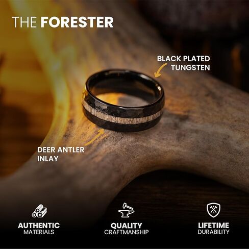 Manly Bands: Men's Antler Wedding Bands and Rings - Made With Real Deer Antlers - Designed for Hunters and Wilderness Enthusiasts in Kuwait