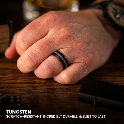 Manly Bands: Men's Antler Wedding Bands and Rings - Made With Real Deer Antlers - Designed for Hunters and Wilderness Enthusiasts in Kuwait