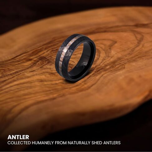 Manly Bands: Men's Antler Wedding Bands and Rings - Made With Real Deer Antlers - Designed for Hunters and Wilderness Enthusiasts in Kuwait