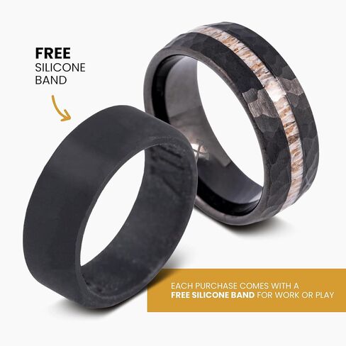 Manly Bands: Men's Antler Wedding Bands and Rings - Made With Real Deer Antlers - Designed for Hunters and Wilderness Enthusiasts in Kuwait