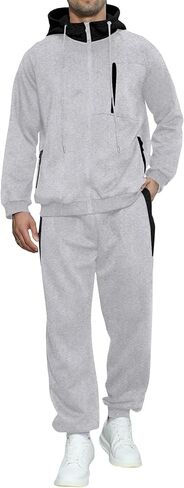 Sweatsuits for Men 2 Piece with Zipper Pockets Full Zip Hoodie Tracksuit Sets Jogging Sports Casual Sweat Suits in Saudi Arabia