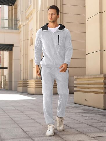 Sweatsuits for Men 2 Piece with Zipper Pockets Full Zip Hoodie Tracksuit Sets Jogging Sports Casual Sweat Suits in Saudi Arabia