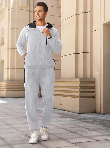 Sweatsuits for Men 2 Piece with Zipper Pockets Full Zip Hoodie Tracksuit Sets Jogging Sports Casual Sweat Suits in Saudi Arabia