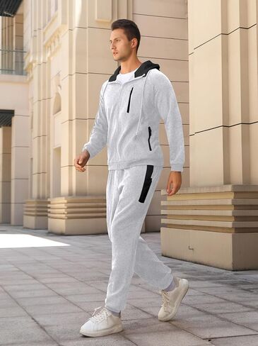 Sweatsuits for Men 2 Piece with Zipper Pockets Full Zip Hoodie Tracksuit Sets Jogging Sports Casual Sweat Suits in Saudi Arabia