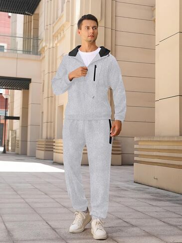 Sweatsuits for Men 2 Piece with Zipper Pockets Full Zip Hoodie Tracksuit Sets Jogging Sports Casual Sweat Suits in Saudi Arabia