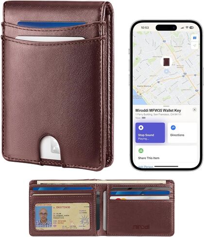 محفظة Miroddi Airtag للرجال ، محفظة رجال من الجلد النحيف مع حامل Airtag ، 10 بطاقات عالية السعة محفظة للرجال مع فتحة نقدية ، نافذة معرف ، محفظة بطاقة حظر RFID مع صندوق هدايا ، أسود in Kuwait