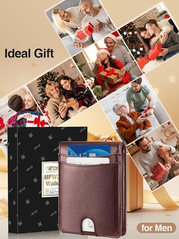 محفظة Miroddi Airtag للرجال ، محفظة رجال من الجلد النحيف مع حامل Airtag ، 10 بطاقات عالية السعة محفظة للرجال مع فتحة نقدية ، نافذة معرف ، محفظة بطاقة حظر RFID مع صندوق هدايا ، أسود in Kuwait
