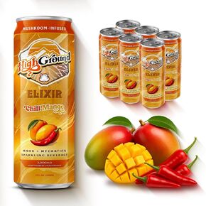 High Ground Elixir Mushroom Seltzer – Variety Pack | Lion’s Mane for Focus, Reishi for Stress, Cordyceps, Chaga, Turkey Tail, L-Theanine | Adaptogen Drink | Low Cal, No Added Sugar, 12oz Cans in Kuwait