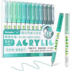 Acrylic Paint Markers, 12 Colors Highlighter Acrylic Pens with Bullet Tip,Strong Coverage, Large Ink Capacity, Multi-Purpose Paint Pens for Rock Painting, Crafts, DIY, Art Supplies in Saudi Arabia