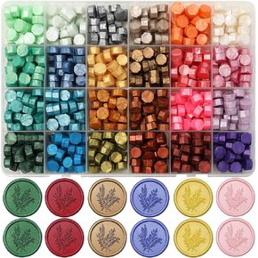 1200pcs متنوع حبات شمع الشمع ، حبات الختم متعددة الألوان لختم ختم الشمع ، ديكور لدعوة الزفاف المظروف وختم رسالة الختم (مجموعة 2) in Kuwait
