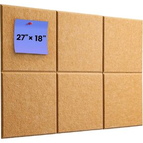 Cork Board for Wall 18''×27'', 6 Pack Black Bulletin Boards, Felt Wall Tiles with Pushpins, Cork Board for Office, School and Home, Pin Board for Walls, Felt Board for Office Decor in Kuwait