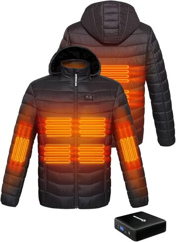Heated Jacket, Lightweight Heating Jackets with 12V/5A Power Bank, 6 Areas Winter Coat for Men and Women in Kuwait