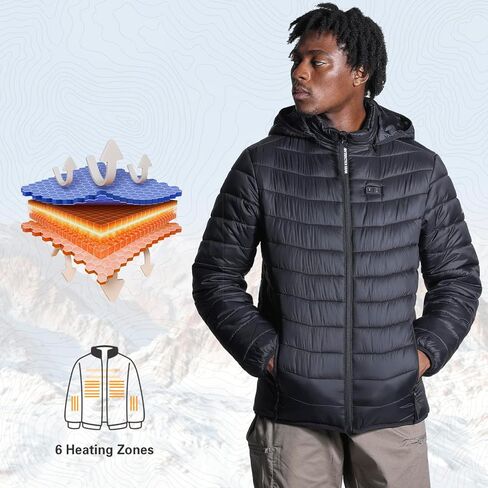 Heated Jacket, Lightweight Heating Jackets with 12V/5A Power Bank, 6 Areas Winter Coat for Men and Women in Kuwait