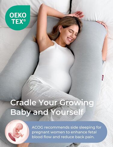 Momcozy Pregnancy Pillows for Sleeping, U Shaped Full Body Maternity Pillow with Removable Cover - Support for Back, Legs, Belly, HIPS for Pregnant Women, 57 Inch Pregnancy Pillow for Women, Grey | Removable Cover, Support for Back, Legs, Belly, Hips for  in Saudi Arabia