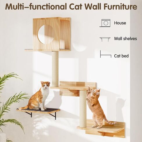 Floor to Ceiling Cat Tree, 5 Tier Cat Tower Adjustable Height (82-120 in), Tall Climbing Tree with Perches, Hammock, Scratching Post, Bed, Ball Toys, Solid Structure and Neutral Color Fit Home Decor in Kuwait