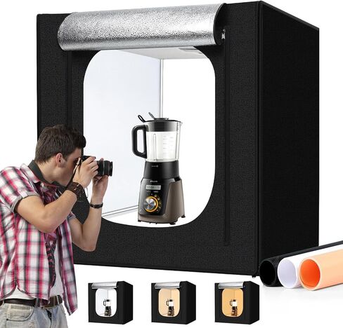 47"x78" Large Photo Studio Light Box Photography, 8 Light LED Panels Dimmable Shooting Tent with 3 Color Backdrops Continuous Lighting Softbox for Model Clothing Photography in Saudi Arabia