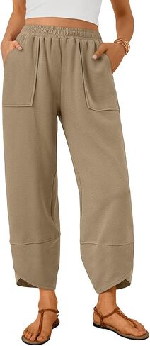 Trendy Queen Women's Harem Pants Summer Capri Palazzo Wide Leg Casual Barrel Sweatpants Baggy Slacks with Pockets in Saudi Arabia
