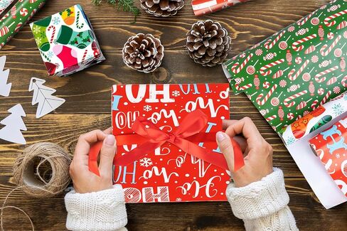 Lyforpyton 17" Christmas Wrapping Paper Rolls Total of 3 Rolls 9 feet per Roll in Kuwait