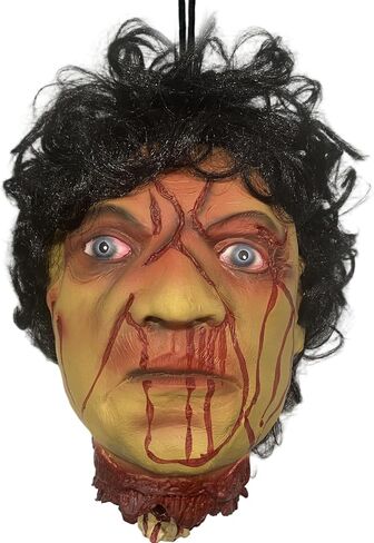 KHC-KHF Halloween-Props Bloody Cut Off Corpse Head Prop Life-Size Halloween Scary Hanging Severed Zombie Outdoor Indoor Decoration Haunted Houses Party Supply in Saudi Arabia