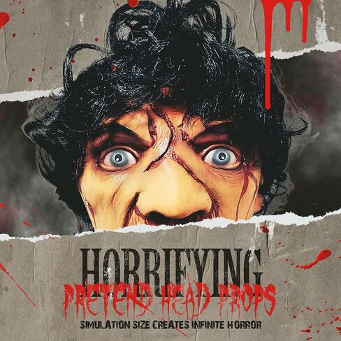 KHC-KHF Halloween-Props Bloody Cut Off Corpse Head Prop Life-Size Halloween Scary Hanging Severed Zombie Outdoor Indoor Decoration Haunted Houses Party Supply in Saudi Arabia