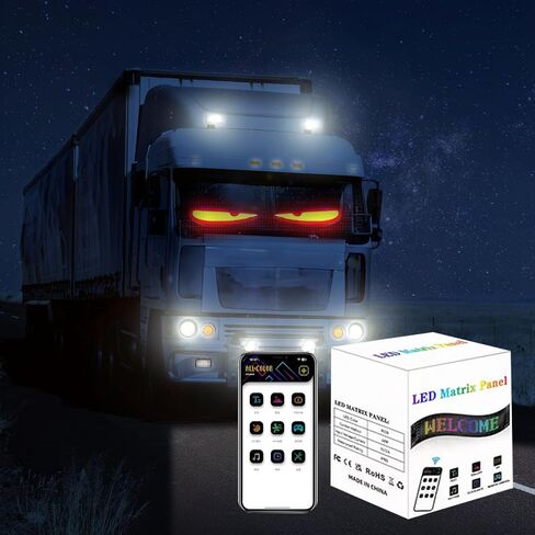 عيون الشيطان ضوء للسيارات ، مصباح العين الملون شاشة ناعمة لنوافذ السيارة ، شاشة LED مرنة قابلة للبرمجة ، DIY Dyny Dynamic LED Smart Colorful Eye Screen Screen in Kuwait