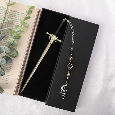 Charm Acotar Sword Bookmark - Fantasy Vintage Metal Book Marks for Women Men Students Teachers Reader Page Mark with Crystal Beads Mountains Charms Reading Lovers Birthday Gifts Accessories in Kuwait