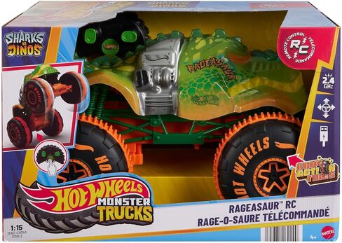 Hot Wheels Monster Trucks Remote-Control Toy Vehicle, 1:15 Scale Rageasaur RC with Grip Action Tires for Off-Roading & Wheelie Stunting in Saudi Arabia