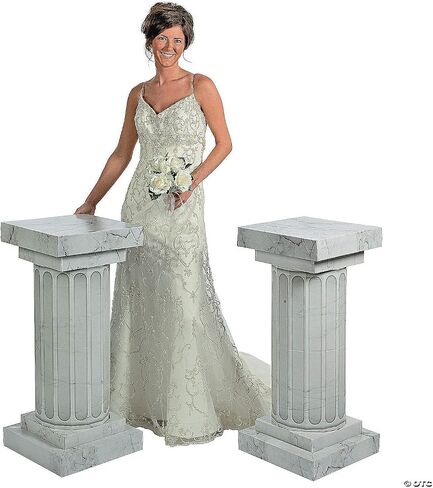 Fun Express Marble-Look Fluted Pillars 6' Tall - Large Party Decor - Wedding, Prom, Formal Dances - 3D Stand Ups - VBS Vacation Bible School Supplies/Decor - 2 Pieces in Saudi Arabia