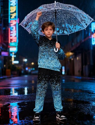 Belovecol Boys Hoodie Pant مجموعة ثلاثية الأبعاد طباعة من النوع الثقيل من النوع الثقيل بدلة ملابس 2 قطعة مجموعة من 5-14 سنوات in Kuwait